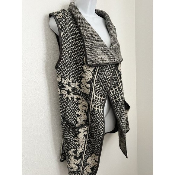 Yaira Open Cardigan Sweater Vest Womens Size Large Lagonlook Black Gray Boho L - Picture 2 of 7